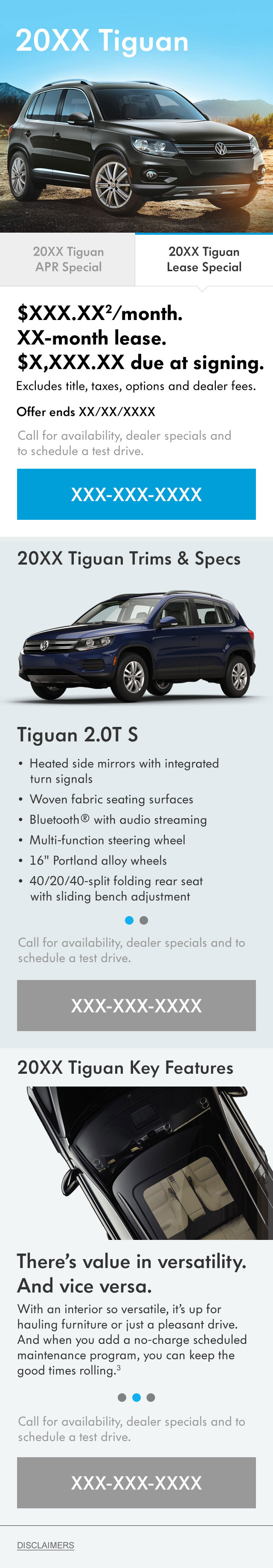 Web UI - VW Tiguan Mobile Page Web UI - VW Tiguan Mobile Page